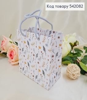 Пакет бумажный средний белый цветы 15х15 см в ас. 542082 фото
