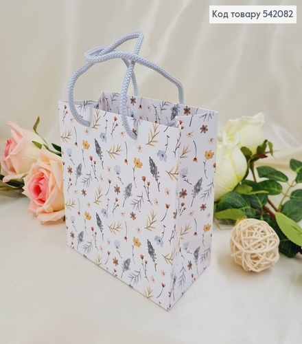 Пакет бумажный средний белый цветы 15х15 см в ас. 542082 фото 1