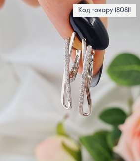 Сережки родовані Стрічка з камінцями (англ.застібка), 2,5*0,5см, Xuping 180811 фото