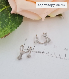 Сережки родовані кафи Бантик в камінцях, Xuping 180747 фото