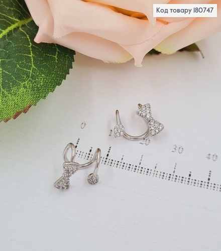 Сережки родовані кафи Бантик в камінцях, Xuping 180747 фото 1