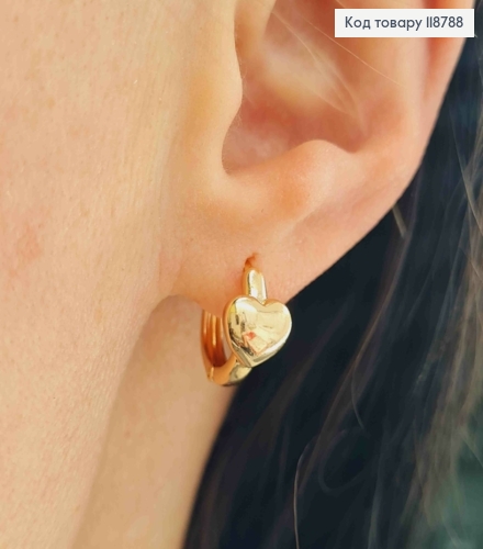 Серьги кольца (1,3см), "Сердце" (0,7см), XUPING 18K 118788 фото 2