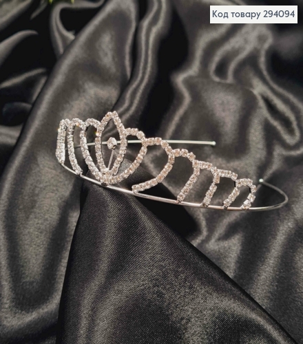 Диадема – маленькая Тиара под серебро с белыми камнями, 3см самая высокая точка. 294094 фото 1
