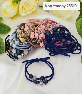 Резинка, з зірочками та бусинкою, кольори в асорт. 253119 фото