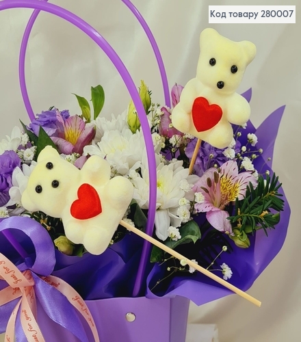 Мишка пенопластовый декор на деревянной палочке 7+10 см молочный 280007 фото 1