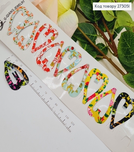 Заколка тік так дитячий кольоровий сердечком  в асорт. 12 шт/уп. 273051 фото 1