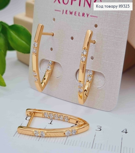 Серьги стрелы украшены Блестящими камешками, длина 2,7см, английская застежка, XUPING 18K 119323 фото 2