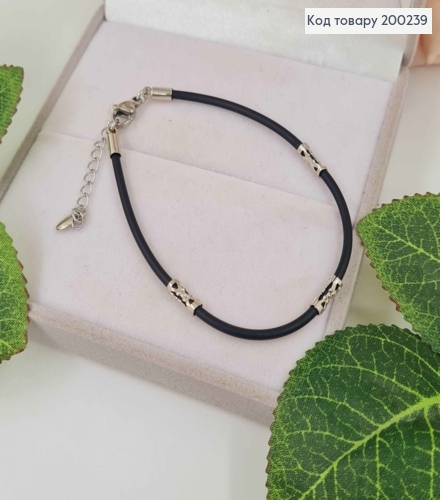 Браслет каучук з ажурними вставками, довж. 18+3см, шир. 2мм, Xuping  200239 фото 1