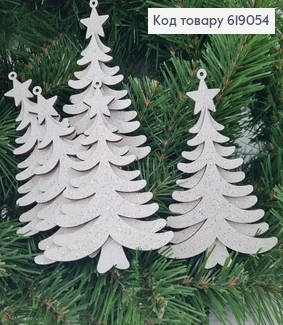 Іграшка (1шт) дерев"яна Ялинка ПОДВІЙНА  блиск 9*12 см   619054 фото