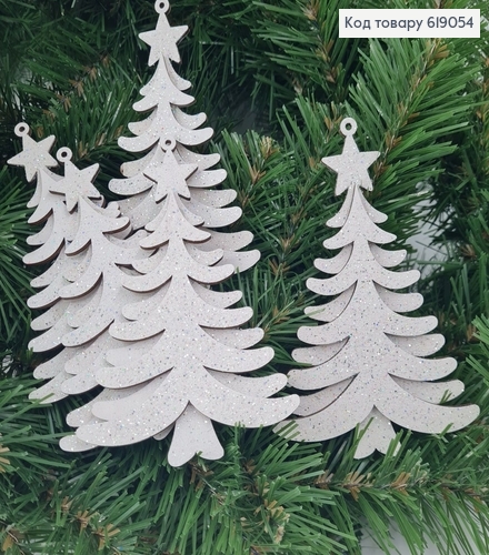 Игрушка (1шт) деревянная Елка ДВОЙНАЯ блеск  9* 12 см 5 619054 фото 1