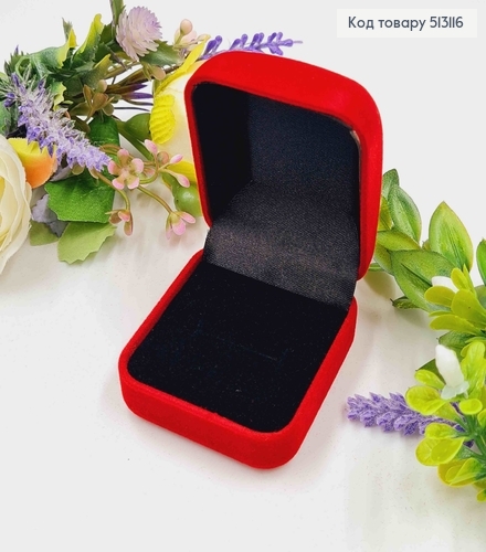 Коробка велюр, красная с черной серединкой, 5см*3см 513116 фото 1