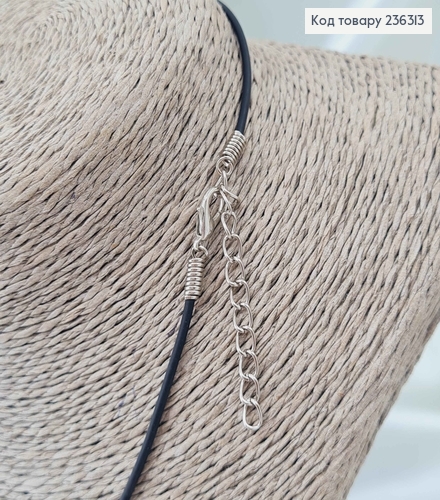 Каучук с подвеской Трезубцем серебряного цвета 2,5см, дл. 50+4см 236313 фото 2