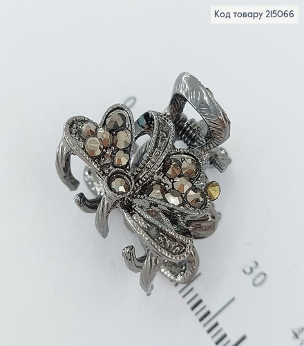 Краб металл Цветочек металлик 2,5см с камнями 215066 фото 2