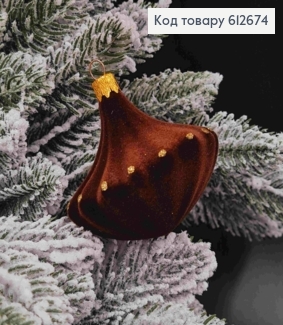 Фигурка бархатная "Колокольчик", КОРИЧНЕВЫЙ, размер 7*8см,новогоднее украшение пластиковое, Украина 612674 фото