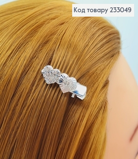 Заколка Стрела мала 3 см серебряная в камнях  233049 фото