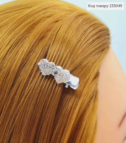 Заколка Стрела мала 3 см серебряная в камнях  233049 фото 1