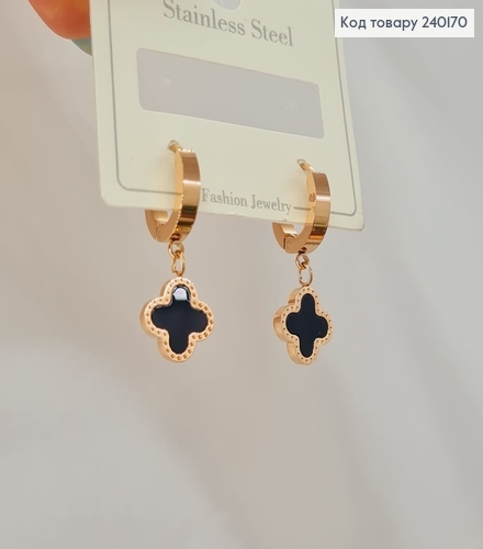 Сережки кільця (1.3cм) підвіски (1см )Van Cleef (ван кліф),Stainless Still 240170 фото 1