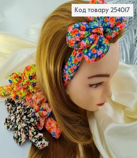 Повязка в цветочки с бантиком в асс. 254017 фото