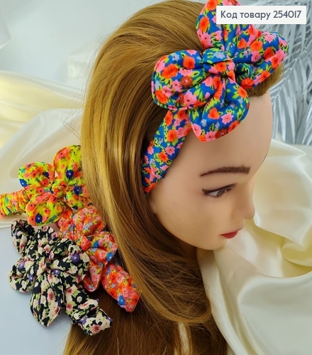 Повязка в цветочки с бантиком в асс. 254017 фото 1