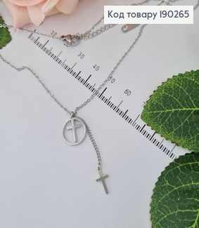 Цепочка родированая, якорное плетение с подвесками крестики 40+5см Xuping  190265 фото