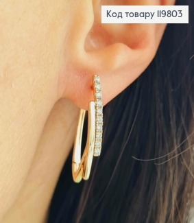 Сережки Стрелы украшены Блестящими камешками, 2,7см, англ. застежка, XUPING 18К 119803 фото