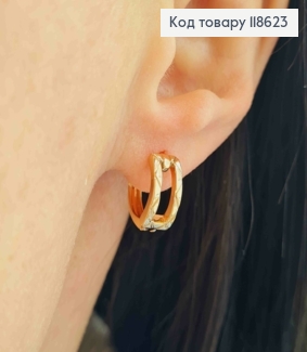 Серьги кольца с резьбой, ширина 6мм, диаметр 1,4см, Xuping 18К. 118623 фото