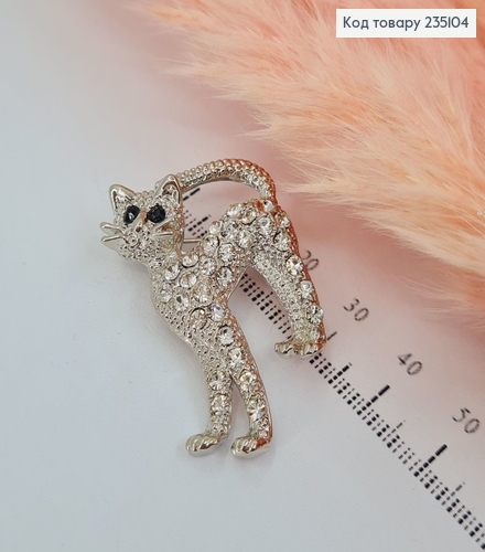 Брошь металл Котик с камешками 235104 фото 1