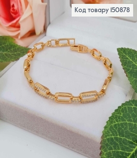 Браслет плетеный из прямоугольничков, в камнях, шир.5мм, дл. 19см 150878 фото