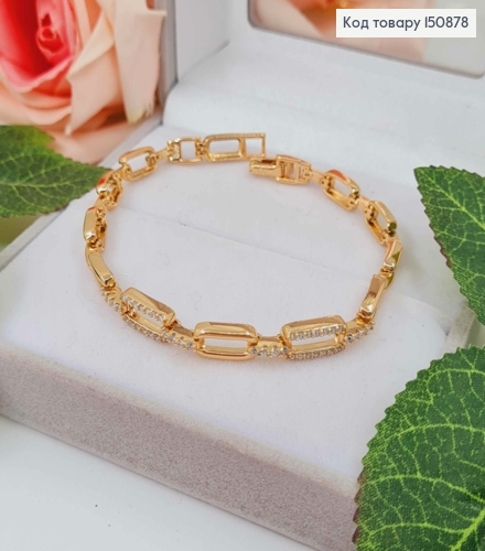 Браслет плетеный из прямоугольничков, в камнях, шир.5мм, дл. 19см 150878 фото 1