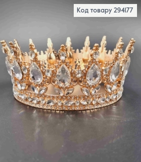 Корона под Розовое-Золото, с блестящими камешками, диаметр 12,5см, высота 5,5см (можно на торт) 294177 фото
