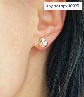 Серьги гвоздики, объемные Сердечка, 9мм, Xuping 18K 116923 фото