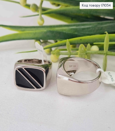 Перстень-Печать родованный с Черной эмалью, Xuping  171054 фото 1