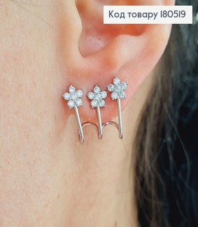 Серьги родированые с трьома камнями  Xuping 180519 фото