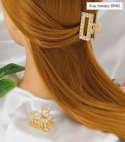 Краб металл, Прямоугольный в камешках, золотого цвета, 3,5см. 215412 фото 2