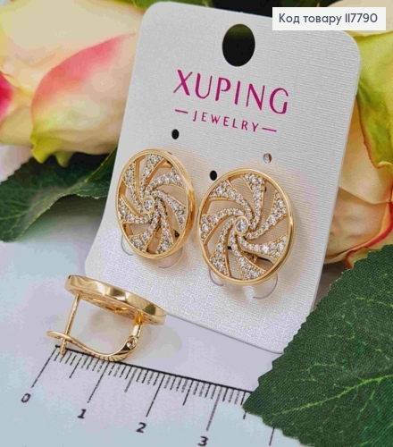 Серьги "Вихрь Жизни" с Блестящими камнями, 1,85см, английская застежка, Xuping 18K 117790 фото 3