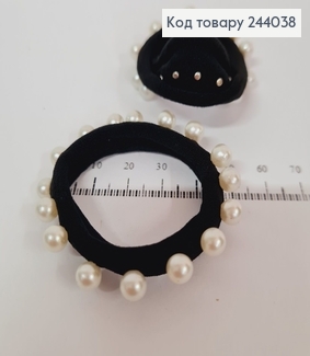 Резинка чорна з перлинками 244038 фото