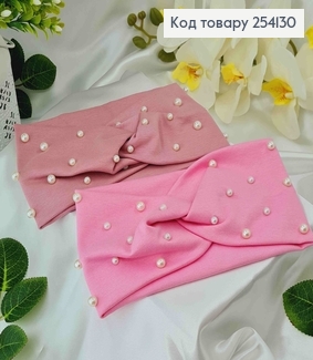 Повязка чалма, с бусинками и жемчужинами, цвет в ассорт. 21*11см 254130 фото