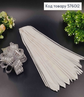 Бант-затяжка для подарунків(10шт), БІЛОГО кольору, шир. 5см, в складеному вигляді 16см. 576012 фото