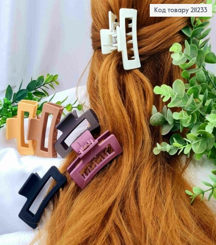 Краб пластик матовий "ПРЯМОКУТНИЙ",  6,5см, Пастельні кольори в асортименті 211233 фото 1