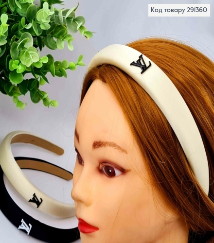 Обруч пластик, з брошкою Louis Vuitton, 2,1см, ЧОРНОГО/БІЛОГО кольорів 291360 фото 1