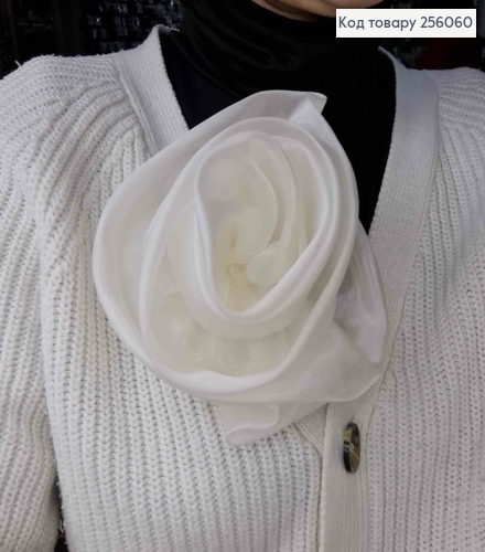 Брошка-заколка, об'ємна троянда кольору АЙВОРІ, подвійна, 17см, тканина органза, ручна робота 256060 фото 2