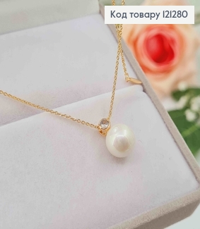 Цепочка 1мм, длина 45+5см, с подвеской "БУСИНКА" 1см и камешком 0,3см, Xuping 18K 121280 фото