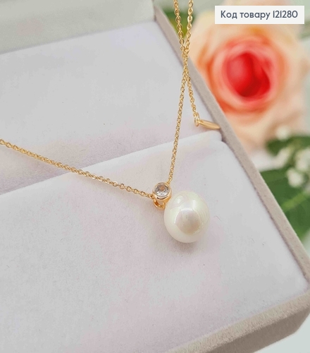 Цепочка 1мм, длина 45+5см, с подвеской "БУСИНКА" 1см и камешком 0,3см, Xuping 18K 121280 фото 1