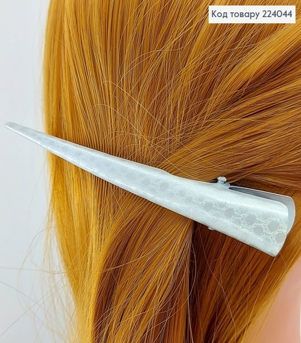 Заколка стріла срібна/біла 13см 224044 фото 3