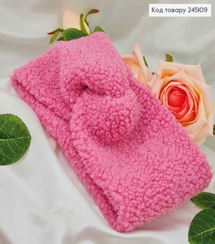 Повязка чалма, Каракуль РОЖЕВОГО цвета, 22*12см, Украина. 275006 фото 1