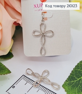 Крестик родованный, с петелькой в камешках 2,8*2см Xuping  210123 фото