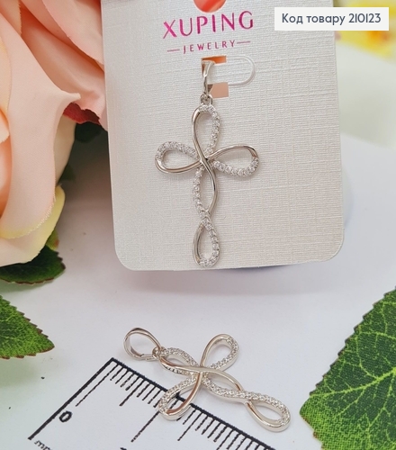 Крестик родованный, с петелькой в камешках 2,8*2см Xuping  210123 фото 1