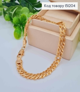 Браслет РОМБОВЫЕ плетение с тиснением по краям, ширина 7мм, длина 19см, Xuping 18K 151204 фото