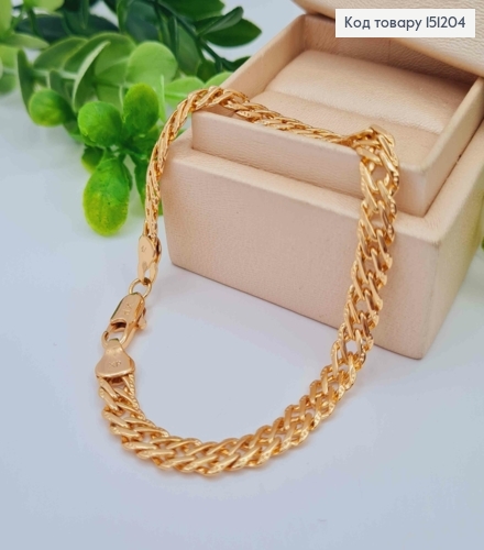 Браслет РОМБОВЫЕ плетение с тиснением по краям, ширина 7мм, длина 19см, Xuping 18K 151204 фото 1