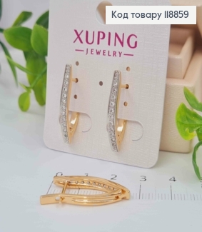 Серьги Стрелы с Блестящими камешками и родованной вставкой, 2,6см, английская застежка, Xuping 18К 118859 фото